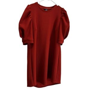 City Chic Rust Colored Puff Sleeve Jacquard Dress Size 16